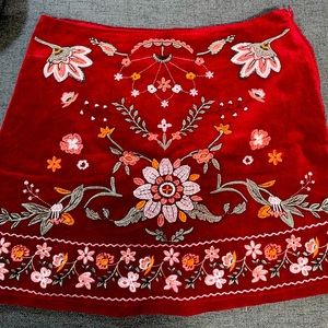 PENDING embroidered boho mini skirt